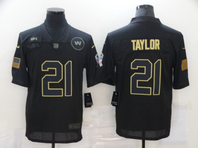 Men Washington Redskins #21 Taylor Black gold lettering 2020 Nike NFL Jersey